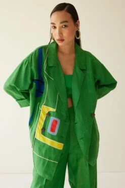 Mini Sondhi Green Oversized Embellished Jacket Set -Inca Sales Store 12723ms31 4