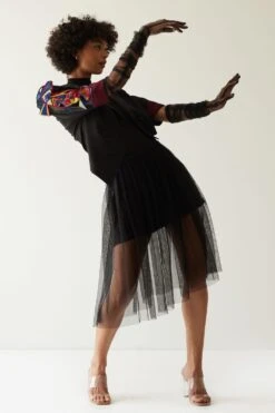 Mini Sondhi Black Appliqued Cropped Jacket & Skirt Set -Inca Sales Store 12723ms4 3