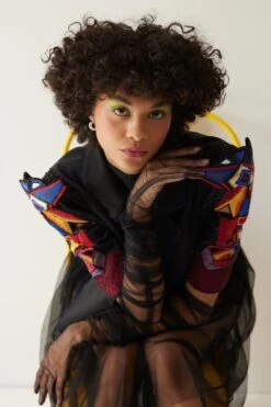 Mini Sondhi Black Appliqued Cropped Jacket & Skirt Set -Inca Sales Store 12723ms4 4