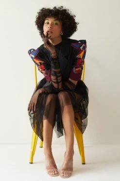 Mini Sondhi Black Appliqued Cropped Jacket & Skirt Set -Inca Sales Store 12723ms4 5