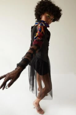 Mini Sondhi Black Appliqued Cropped Jacket & Skirt Set -Inca Sales Store 12723ms4 7