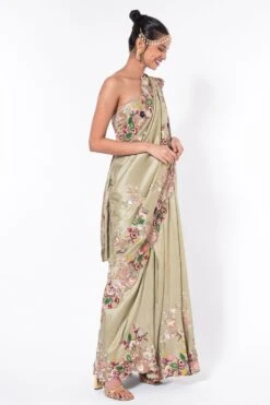 Anamika Khanna Green Embroidered Sari Set 9 Anamika Khanna Green Embroidered Sari Set -Inca Sales Store 128ak8 3