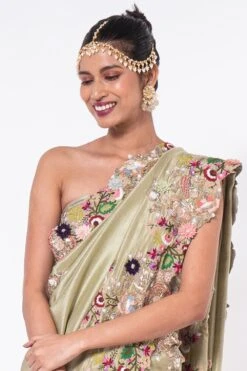 Anamika Khanna Green Embroidered Sari Set 10 Anamika Khanna Green Embroidered Sari Set -Inca Sales Store 128ak8 4