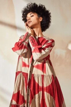 Khara Kapas Ruby Clamp Dyed Dress 9 Khara Kapas Ruby Clamp Dyed Dress -Inca Sales Store 12923kk18 3