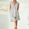 Khara Kapas Off-white And Grey Striped Co-ord Set -Inca Sales Store 12923kk6 1