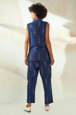 Khara Kapas Marine Blue Ikkat Co-ord Set -Inca Sales Store 12923kk9 5