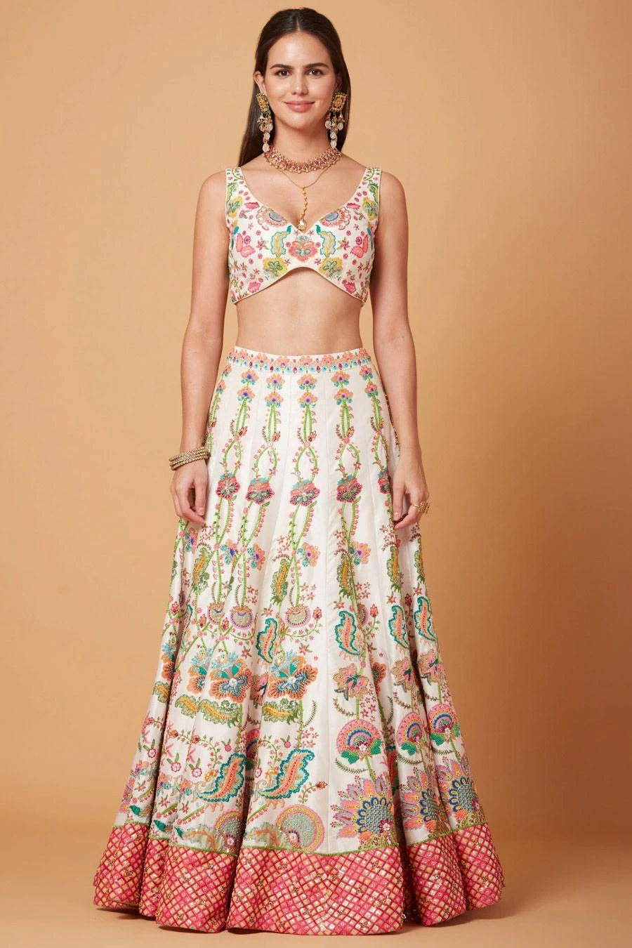Siddhartha Bansal Ivory Floral Embellished Lehenga Set 4 Siddhartha Bansal Ivory Floral Embellished Lehenga Set - Image 2
