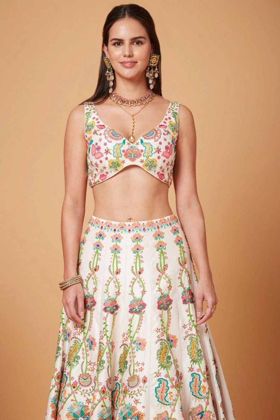 Siddhartha Bansal Ivory Floral Embellished Lehenga Set 6 Siddhartha Bansal Ivory Floral Embellished Lehenga Set - Image 4