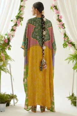Rajdeep Ranawat Yellow Imama Floral Kaftan -Inca Sales Store 1303rr22 5