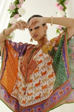 Rajdeep Ranawat Red Ramona V-neck Poncho -Inca Sales Store 1303rr36 4 1