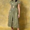 GRAINE Olive Green Cutout Dress -Inca Sales Store 1304gra01 1