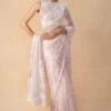 Mishru Pink Floral Embroidered Sari Set