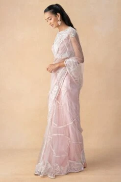 Mishru Pink Floral Embroidered Sari Set -Inca Sales Store 131123mu1 3