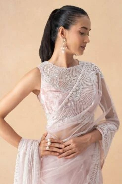 Mishru Pink Floral Embroidered Sari Set -Inca Sales Store 131123mu1 4