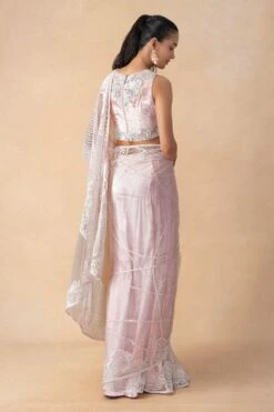 Mishru Pink Floral Embroidered Sari Set -Inca Sales Store 131123mu1 5