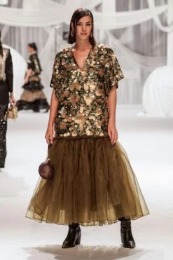 Rara Avis Olive Hand Embellished Safari Dress