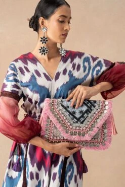 Vipul Shah Pink Banjara Embroidered Clutch