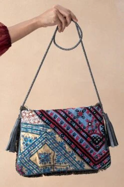 Vipul Shah Grey & Blue Banjara Embroidered Clutch -Inca Sales Store 131123vs8 6