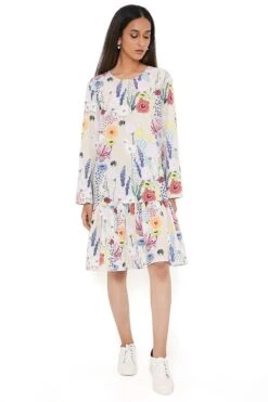 PS Pret By Payal Singhal Floral Printed Frill Hem Dress