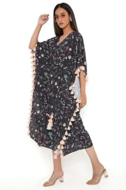 PS Pret By Payal Singhal Black Floral Pinted Kaftan -Inca Sales Store 1311ps17 2