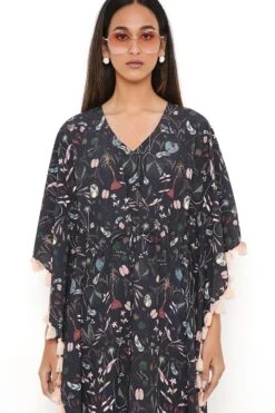 PS Pret By Payal Singhal Black Floral Pinted Kaftan -Inca Sales Store 1311ps17 4