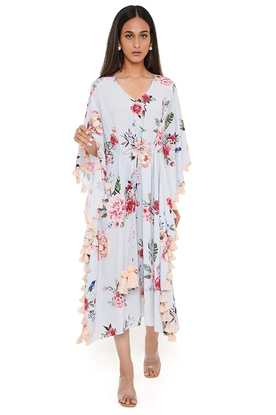 PS Pret By Payal Singhal Grey Floral Pinted Kaftan 3 PS Pret By Payal Singhal Grey Floral Pinted Kaftan