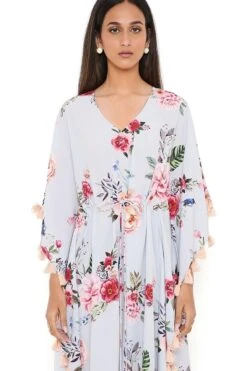 PS Pret By Payal Singhal Grey Floral Pinted Kaftan 10 PS Pret By Payal Singhal Grey Floral Pinted Kaftan -Inca Sales Store 1311ps18 4