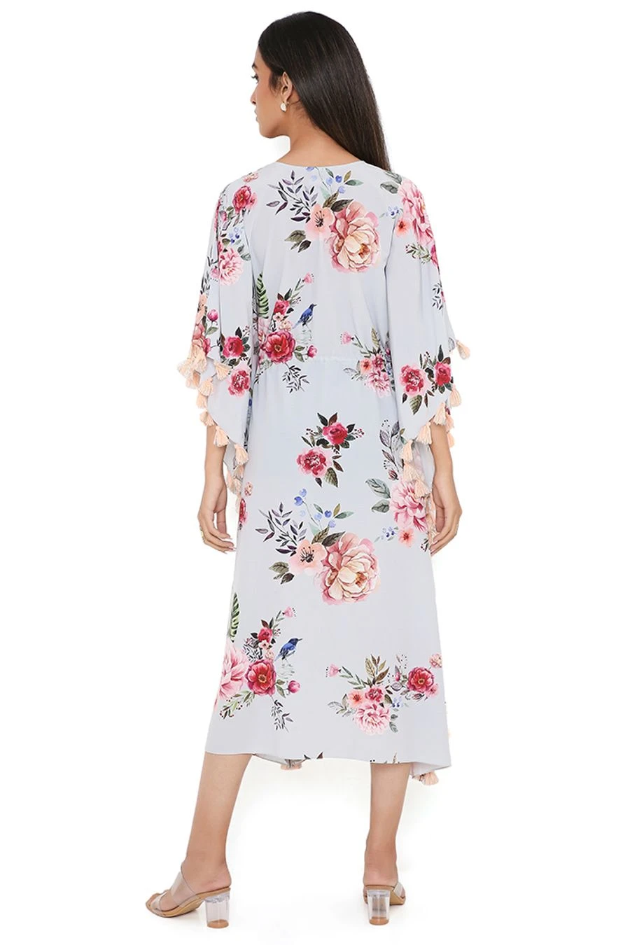 PS Pret By Payal Singhal Grey Floral Pinted Kaftan 7 PS Pret By Payal Singhal Grey Floral Pinted Kaftan - Image 5