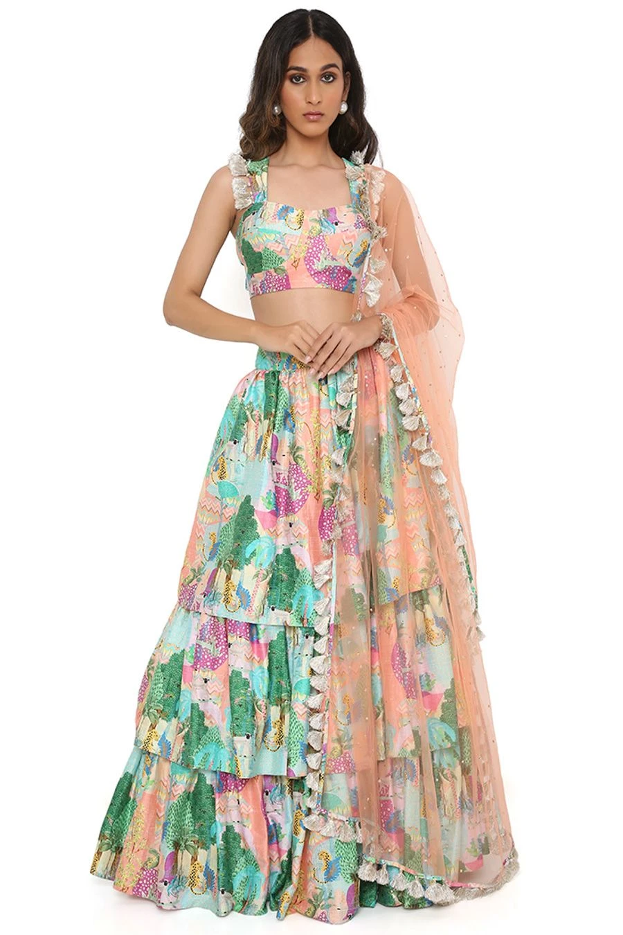 Payal Singhal Peach Kuno Printed Lehenga Set 3 Payal Singhal Peach Kuno Printed Lehenga Set