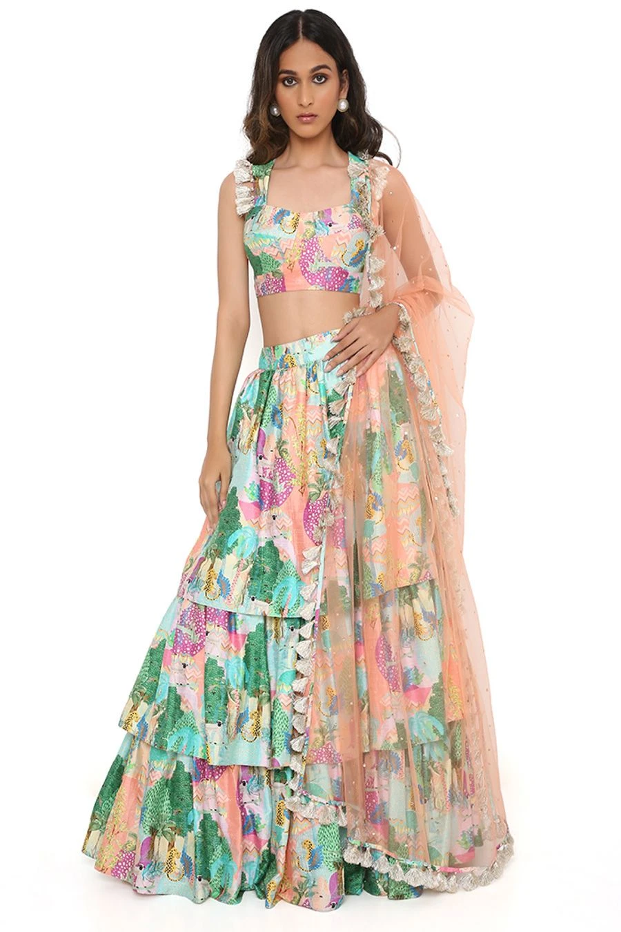 Payal Singhal Peach Kuno Printed Lehenga Set 4 Payal Singhal Peach Kuno Printed Lehenga Set - Image 2