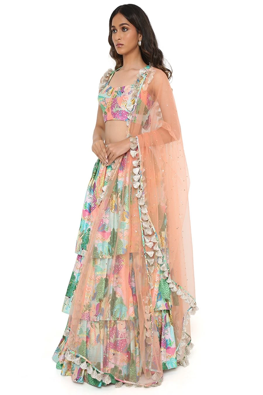 Payal Singhal Peach Kuno Printed Lehenga Set 5 Payal Singhal Peach Kuno Printed Lehenga Set - Image 3