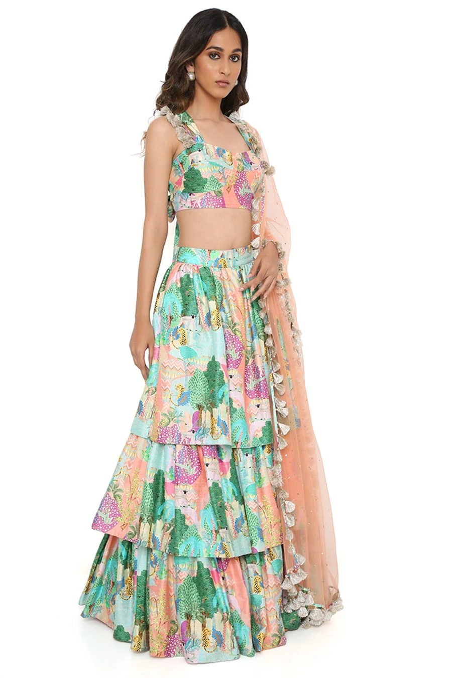 Payal Singhal Peach Kuno Printed Lehenga Set 6 Payal Singhal Peach Kuno Printed Lehenga Set - Image 4