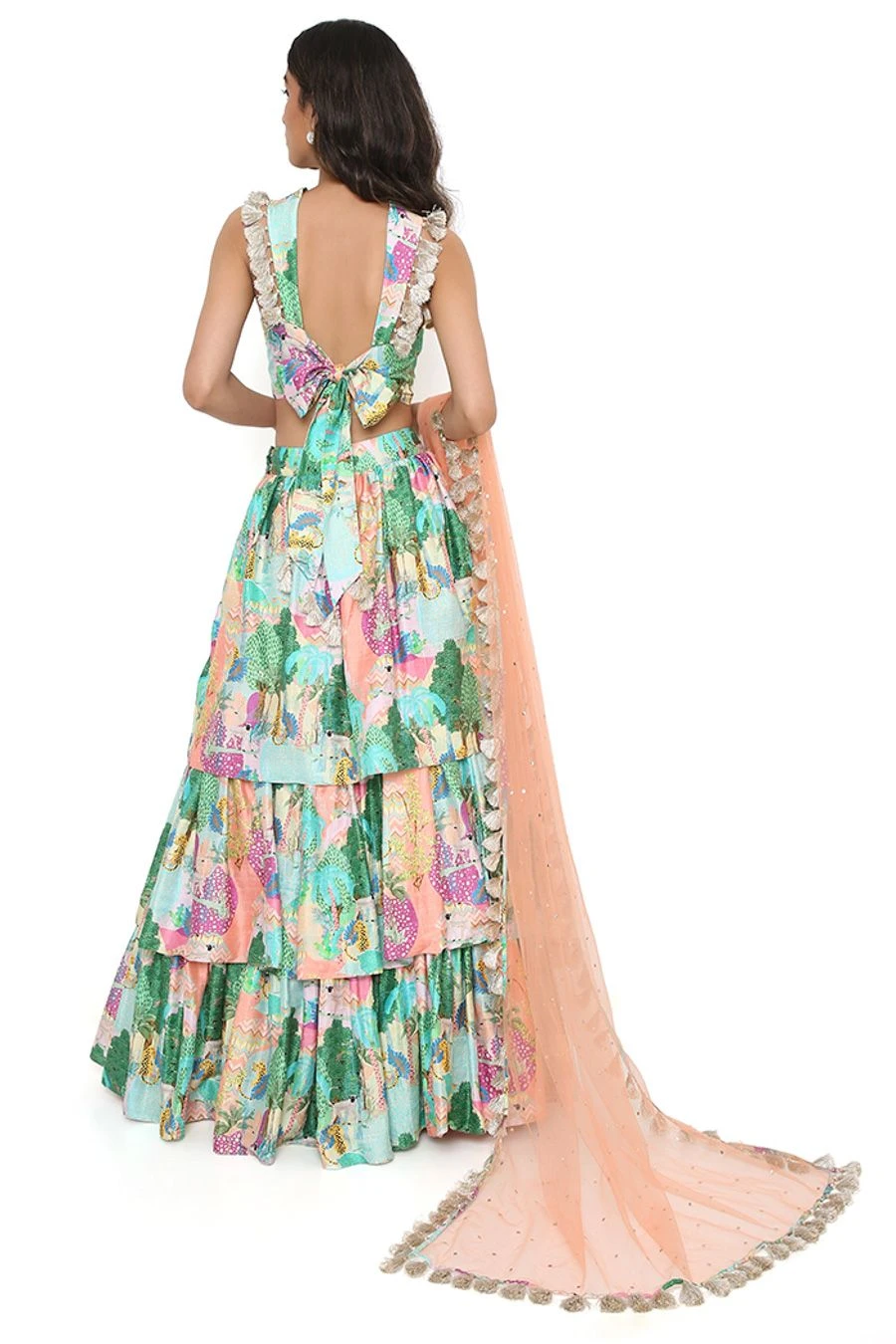 Payal Singhal Peach Kuno Printed Lehenga Set 9 Payal Singhal Peach Kuno Printed Lehenga Set - Image 7