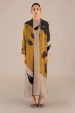 AMPM Zaila Golden Brown Chanderi Jacket Set