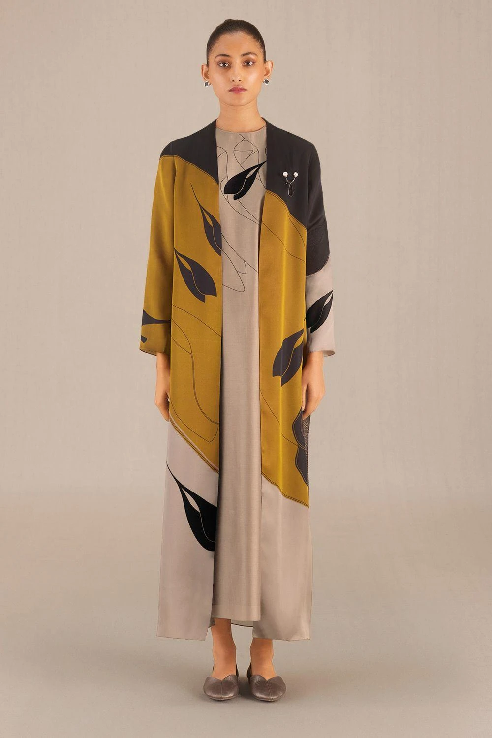 AMPM Zaila Golden Brown Chanderi Jacket Set 3 AMPM Zaila Golden Brown Chanderi Jacket Set