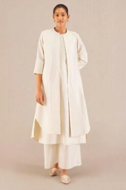 AMPM Afza Timeless Ivory Chanderi Jacket Set