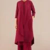 AMPM Afza Elegant Wine Chanderi Jacket Set