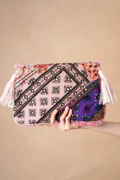 Vipul Shah Shell Pink Sequin Embellished Banjara Clutch -Inca Sales Store 131223vs3 3