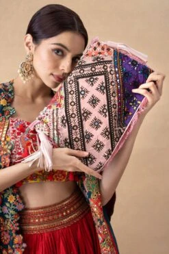 Vipul Shah Shell Pink Sequin Embellished Banjara Clutch -Inca Sales Store 131223vs3 4
