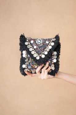 Vipul Shah Dramatic Black Vintage Banjara Clutch -Inca Sales Store 131223vs7 2