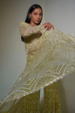 Ritika Mirchandani Lime Green Hand Embroidered Jacket Set -Inca Sales Store 1312rm1 4