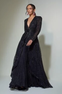 Ritika Mirchandani Black High-low Embroidered Anarkali Set -Inca Sales Store 1312rm14 3