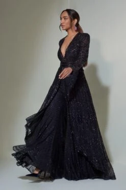 Ritika Mirchandani Black High-low Embroidered Anarkali Set -Inca Sales Store 1312rm14 4