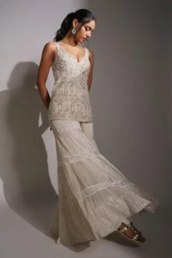 Ritika Mirchandani Ivory Geometric Embroidered Sharara Set -Inca Sales Store 1312rm18 2