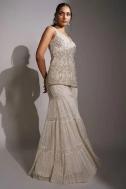 Ritika Mirchandani Ivory Geometric Embroidered Sharara Set -Inca Sales Store 1312rm18 3