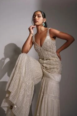 Ritika Mirchandani Ivory Geometric Embroidered Sharara Set -Inca Sales Store 1312rm18 4