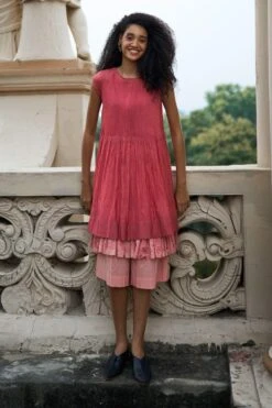 Best Seller 15 Swatti Kapoor Quartz Pink Layered Dress With Coral Culottes