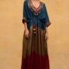 CAPISVIRLEO Embroidered V-neck Tie & Dye Kaftan -Inca Sales Store 132cp10 1