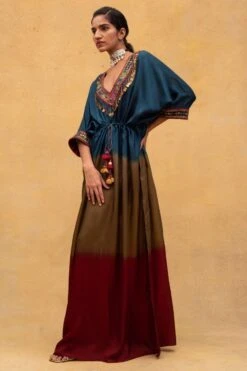 CAPISVIRLEO Embroidered V-neck Tie & Dye Kaftan -Inca Sales Store 132cp10 3