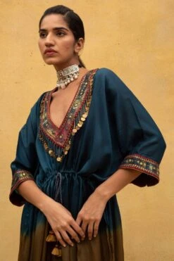 CAPISVIRLEO Embroidered V-neck Tie & Dye Kaftan -Inca Sales Store 132cp10 4